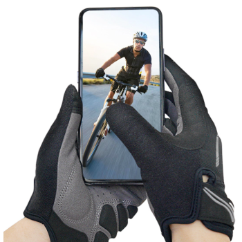 L Blue Unisex Full-Finger Cycling Gloves - Padded Shock-Absorbing & Anti-Slip Grip for MTB & Road Biking