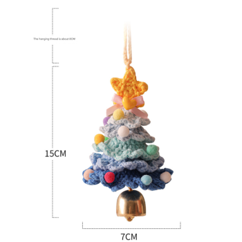 2PCS Orange Handmade-Style Crochet Christmas Tree Ornament - Festive Plush Hanging Decor for Home & Car