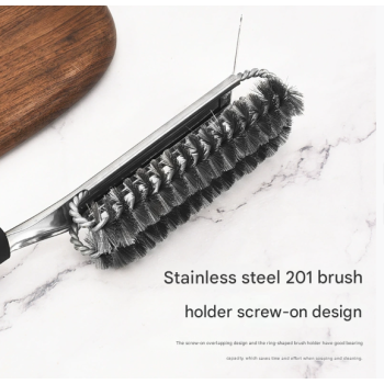 Stainless Steel Handle Heavy Duty BBQ Grill Brush - Stainless Steel Wire Cleaner with Scraper for Effortless Grate Cleaning