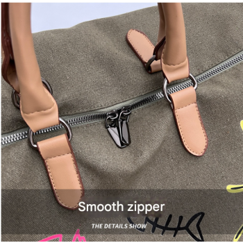 Black Large Capacity Graffiti Travel Duffel Bag - Canvas Weekender with Wet/Dry Pocket & Shoe Compartment