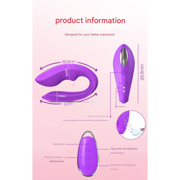 Red BlissLink U-Shaped Wearable Couple's Vibrator with Remote - 12 Modes for Shared Intimacy & Solo Fun