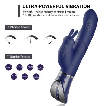 Purple Dual-Action Rabbit Vibrator - Female Pleasure Toy (USB Rechargeable)