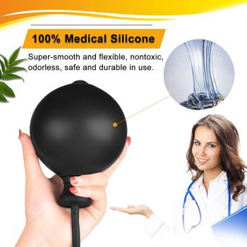 Black Classic Inflatable Butt Plug - Large Silicone Dilator