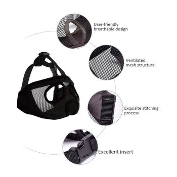 Green Adjustable Breathable Mesh Dog Muzzle for Short-Nosed Breeds(Size L)