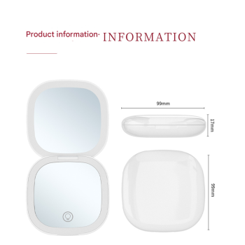 2-piece Pink Portable LED Makeup Mirror - Rechargeable Compact with 3-Color Lights & 5x Magnification