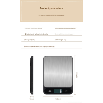 White Slim Digital Kitchen Scale - High Precision Stainless Steel Food Scale for Baking & Cooking(15kg)