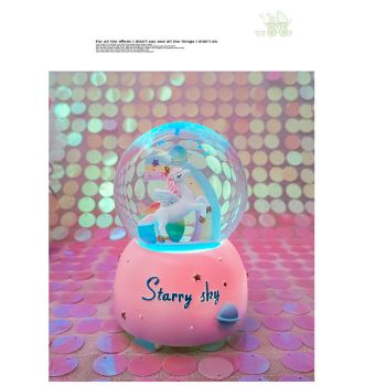 Enchanting Unicorn Snow Globe Music Box - Magical Starry Sky Musical Gift for Girls