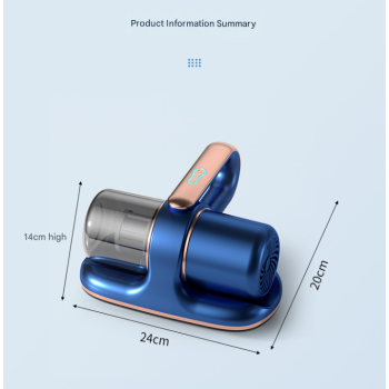 Grey Powerful Cordless UV-C Dust Mite Vacuum - 13000Pa Handheld Cleaner with HEPA Filtration