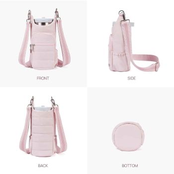 White Women's Crossbody Water Bottle Bag-Perfect for Hiking and Cycling