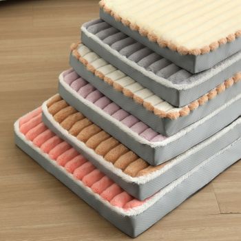 2-Piece Purple-pink Sponge large pet bed - plush dog mat, detachable, washable, anti-slip base(50*40*8cm)