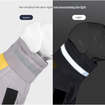 Grayish black Reflective Winter Dog Coat - Waterproof Puffer Vest with Harness D-Ring for Outdoor Walks(6XL)