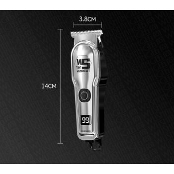 Black Professional Cordless Hair Clippers - USB Rechargeable Trimmer with LED Display for Barbers & Home Grooming