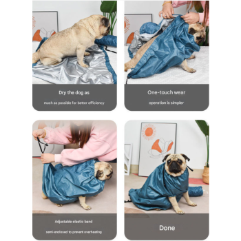 Portable Pet Grooming Dryer Bag - Hands-Free Quick-Drying Coat for Dogs & Cats After Bath(Size M)