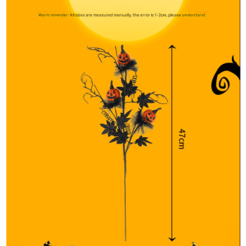 Halloween Black Twig & Pumpkin Stems (2-Pack) - Artificial Floral Picks for Spooky Arrangements