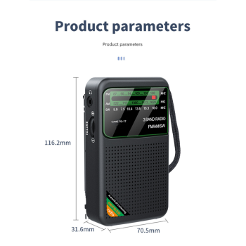 Black JOC TG-77 Multi-Band Rechargeable Radio for Seniors - Automatic Channel Search, FM/AM/SW Bands