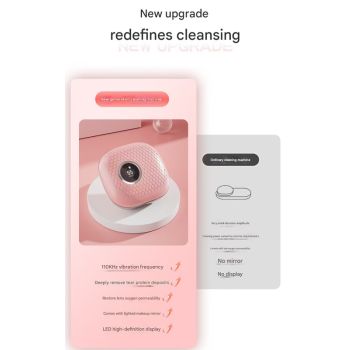 Purple Portable Ultrasonic Contact Lens Cleaner - Automatic Electric Cleaning Case with LED Makeup Mirror, USB Rechargeable for Travel & Home