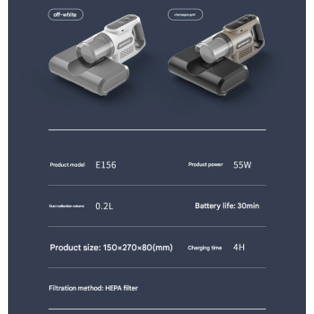White High-Power Wireless UV Sterilization Mite Removal Vacuum Cleaner - Powerful Suction and Deep Cleaning for Home Use