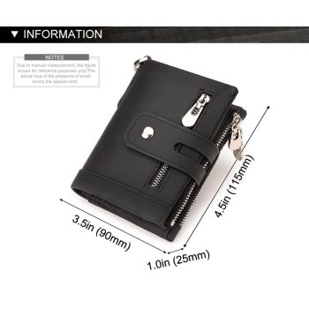Green Genuine Leather Men's RFID Blocking Wallet - High Capacity Trifold with Zipper Coin Pocket