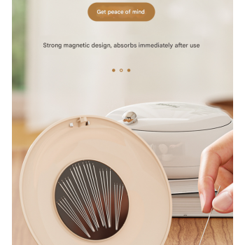 White Modern Portable Sewing Kit - All-in-One Compact Organizer with Magnetic Pin Cushion for Home & Travel