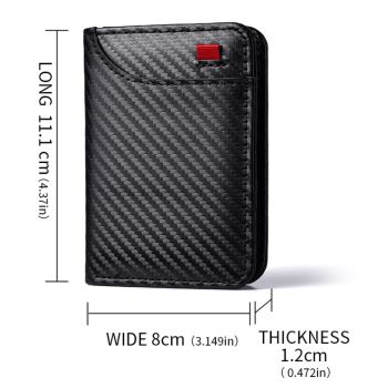 Coffee-colored Sleek Carbon Fiber Vertical Wallet for Men - Slim Bifold Card Holder with Clear ID Window