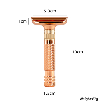 Rose gold Premium Adjustable Double Edge Safety Razor Kit - 8-Setting Precision Shave with Stand & 5 Blades