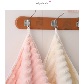 Blue Plush Ribbed Coral Fleece 3-Piece Towel Set - Ultra Soft & Absorbent Bath, Hand Towel and Hair Wrap