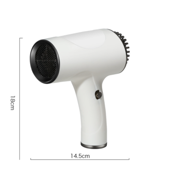 Black Ultra-Lightweight Ionic Cordless Hair Dryer, USB Rechargeable Portable Blow Dryer with Cool Air for Travel & Home