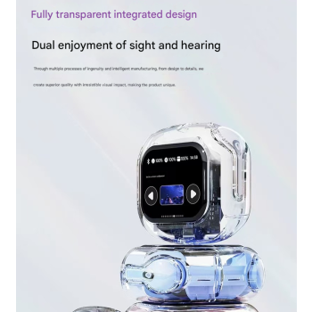 Green Smart TWS Earbuds with Full-Color LCD Touchscreen Case - Bluetooth 5.4, HiFi Stereo & ENC Noise Cancelling