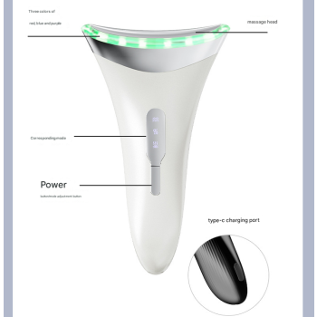 MJ-400 black Rechargeable EMS Facial & Neck Sculpting Device - 3-in-1 LED Light Therapy Massager(Seven Colors)
