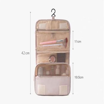 Pink Portable Hanging Travel Toiletry Bag - Large Capacity Cosmetic & Wash Organizer with Sturdy Hook