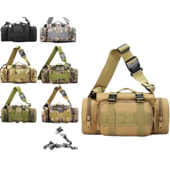 Black Tactical Outdoor Waist Bag - Durable Multi-functional Crossbody Shoulder Pack for Men & Women