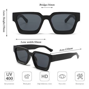Leopard print Classic Square Frame Sunglasses - Unisex UV400 Protection, Lightweight & Face-Slimming Design - High Definition Vision Eyewear