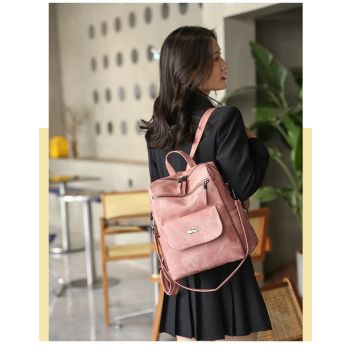 Stylish Women's PU Leather Backpack - Versatile Shoulder Bag with Multiple Pockets(Khaki)