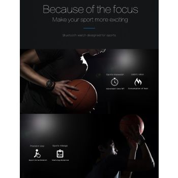 Rugged Sports Smartwatch - 50M Waterproof, 24H 3D Pedometer, Bluetooth Notifications & Long Battery Life(Black with white text)