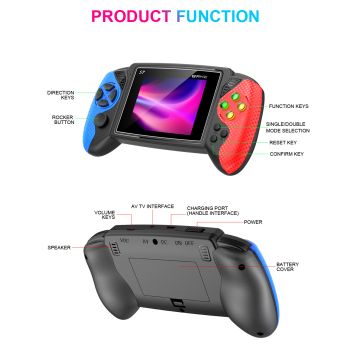S7 Trendy Joystick Handheld Game Console - 620 Built-in Games, TV Output, Crystal Buttons & 2-Player Support(blue)