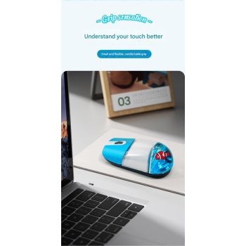 Whimsical 2.4G Wireless Mouse with Floating Animal Design - Comfortable, Quiet & Portable(blue)