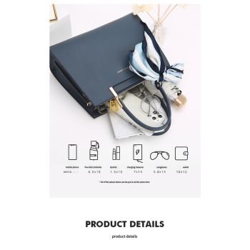 Fashionable Synthetic Leather Crossbody Bag with Detachable Scarf - Multiple Compartments for Daily Essentials(light blue)