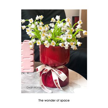 Artisan Handcrafted Ceramic Vase - Minimalist Home Decor with Stable Base(white)