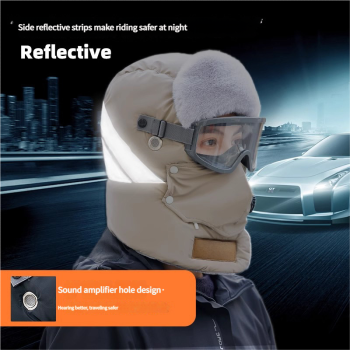 Anti-Fog Thermal Cycling hat - Reflective Safety & Voice Amplification(khaki)