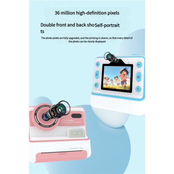 Kids Instant Print Camera - Creative Drawing & Photo Fun with Thermal Printing(Pink+32GB memory card)