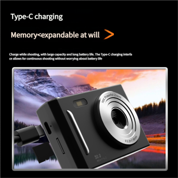 50MP HD Digital Camera with 8X Zoom & Dual Lens System(white)