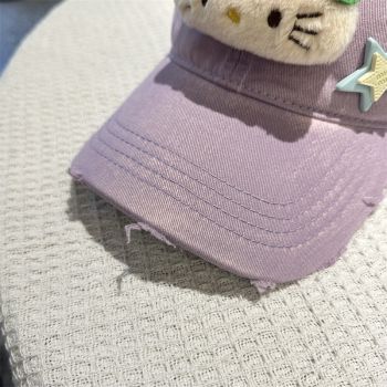 Adorable Cartoon Cat & Stars Baseball Cap - 100% Cotton, Adjustable Fit, Sun Protection(blue)