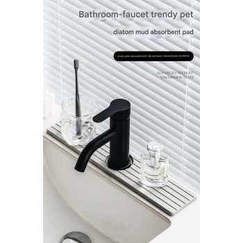 Diatom Mud Faucet Splash Guard & Absorbent Mat - Quick Dry, Non-Slip Sink Organizer(light grey)