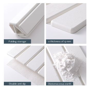 Folding Diatomaceous Earth Countertop Drain Mat - Quick Dry, Non-Slip & Easy Clean Absorbent Pad(light grey)