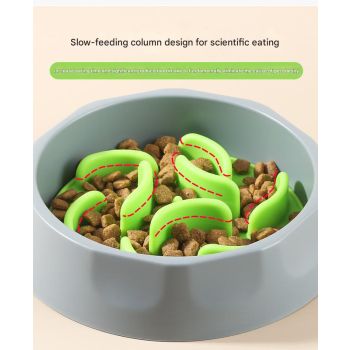 Slow Feeder Dog Bowl Set - Anti-Choke Puzzle Feeder Insert & Bowl for Healthy Eating Habits(cyan)