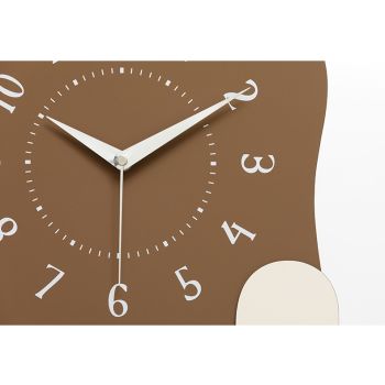 Abstract Modern Wall Clock - Silent Non-Ticking Decorative Clock with Wavy Design & Ceramic Accent(Brown)