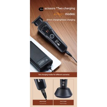 Professional Cordless Hair Clipper with Magnetic Motor - 9900 RPM, 180 Min Runtime, LCD Display & Dual Charging(black)