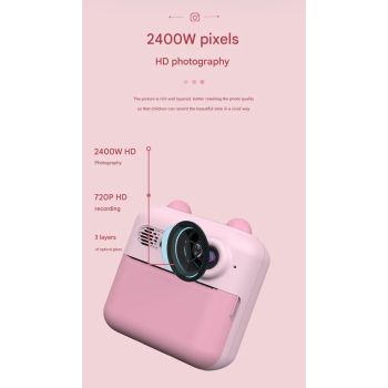 Kids Instant Print Digital Camera with 180° Flip Lens - 24MP Photos, 720P Video & Doodle Fun(blue)