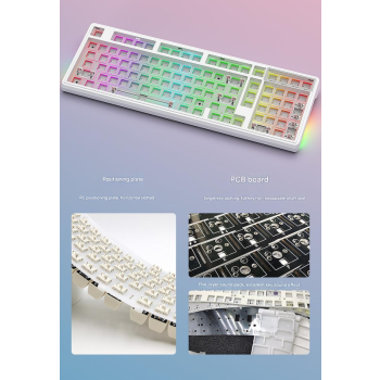 Tri-Mode RGB Mechanical Gaming Keyboard - 102-Key, Hot-Swappable, 4000mAh Battery, 5-Layer Sound Dampening(Midnight on black)