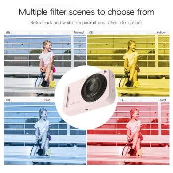 48MP Digital Camera with 16x Zoom & AF Autofocus - Full HD Vlogging Camera for Beginners & Kids(Pink)